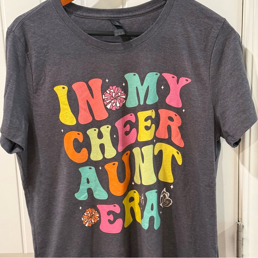 In My Cheer Aunt Era T-Shirt XL Gildan Softstyle Gray Graphic Tee